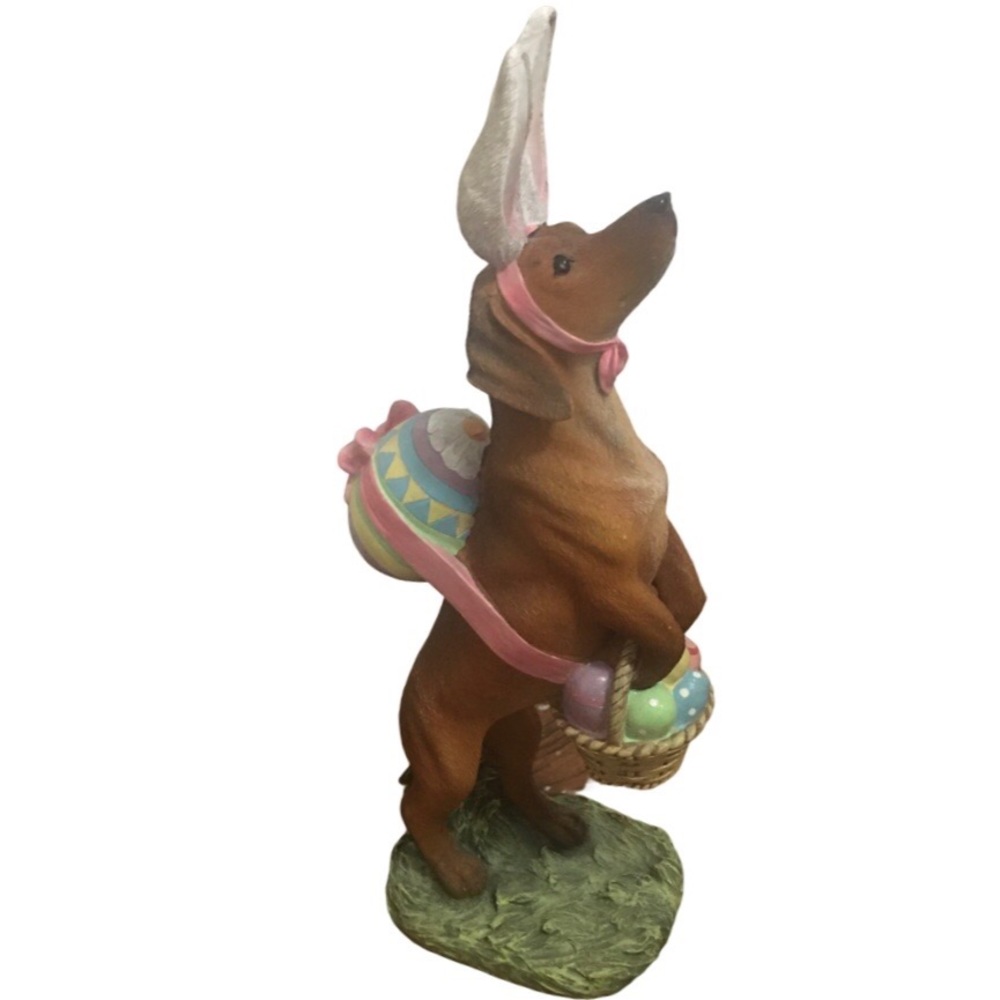 (SOLD)Dachshund With Bunny Ears Statue Figure Ready for ABSOLUTE cuteness